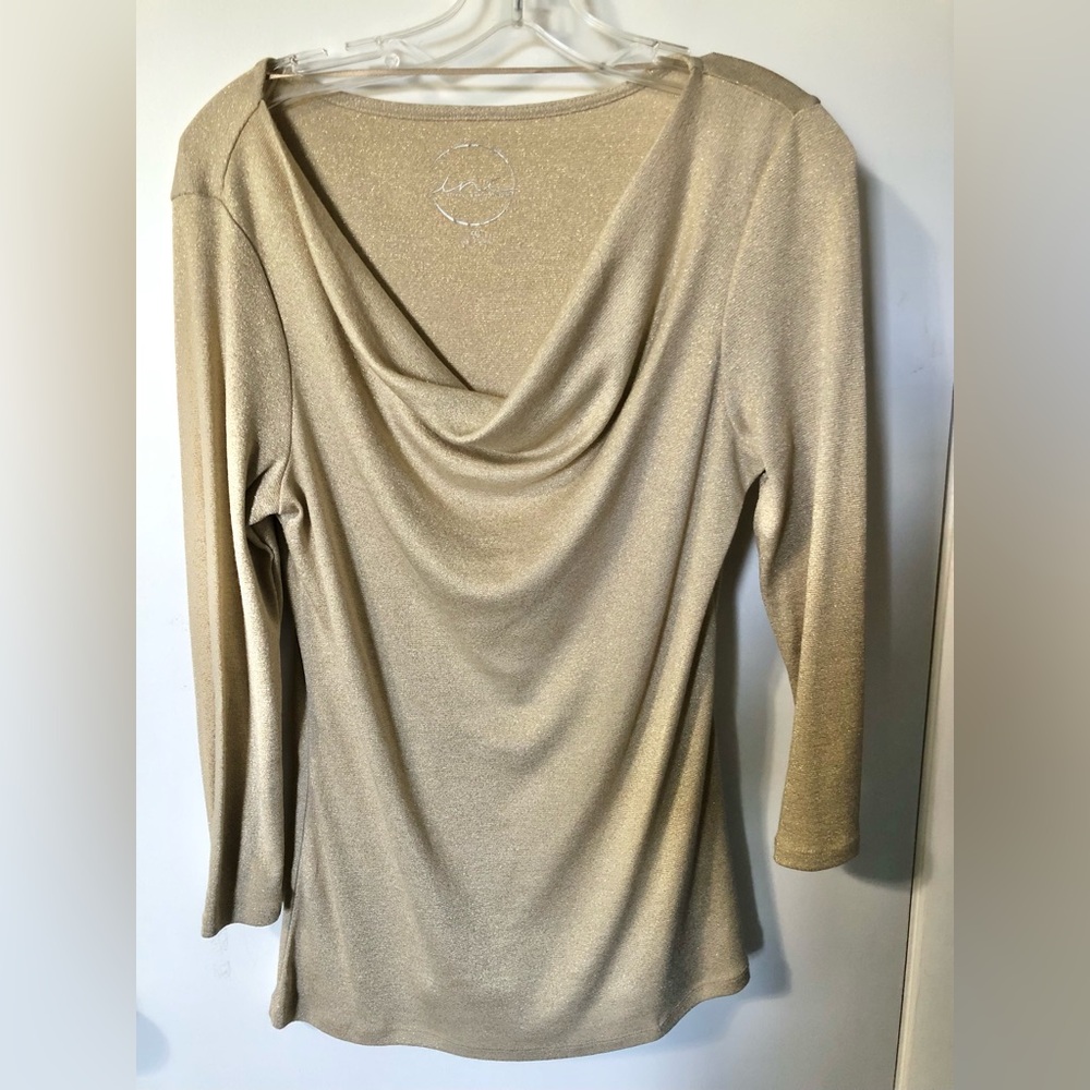 INC International Concepts Gold Cowl Drape Top Sz. XXL